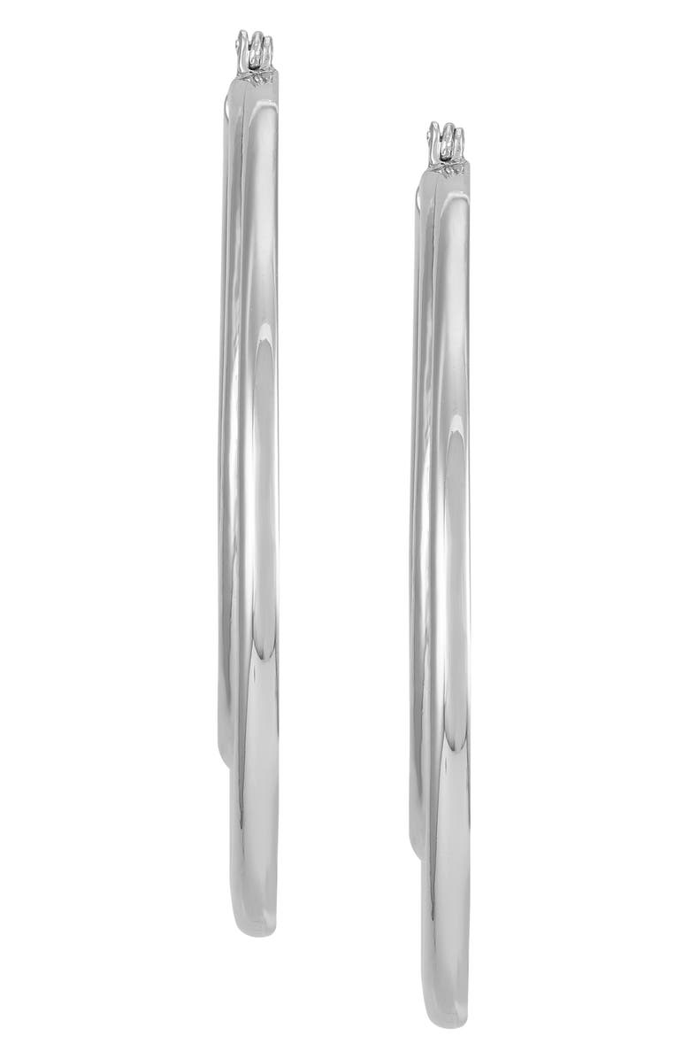 True Religion Double Hoop Earrings, Alternate, color, Silvertone