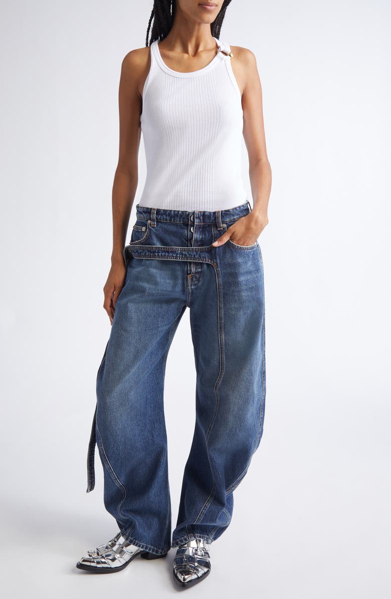 Jean Paul Gaultier Ring Detail Cotton Rib Tank, Alternate, color, White