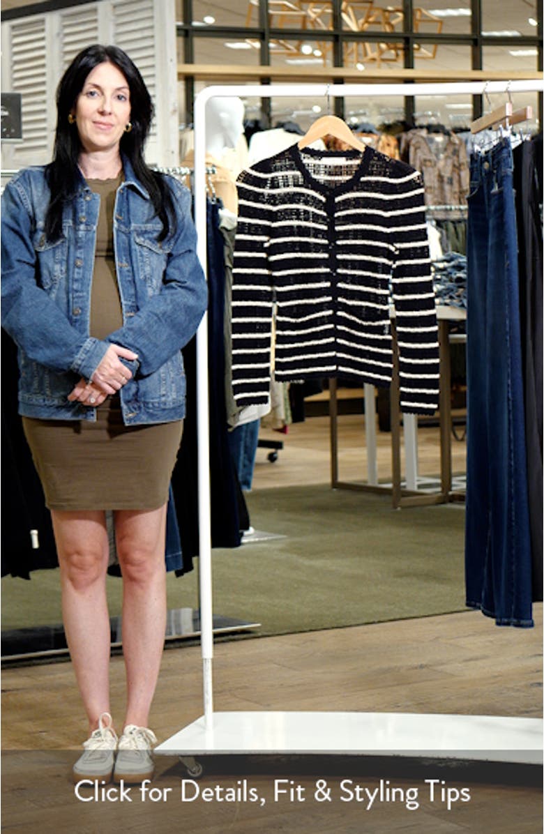 Therese Stripe Open Knit Pima Cotton & Silk Cardigan, sales video thumbnail