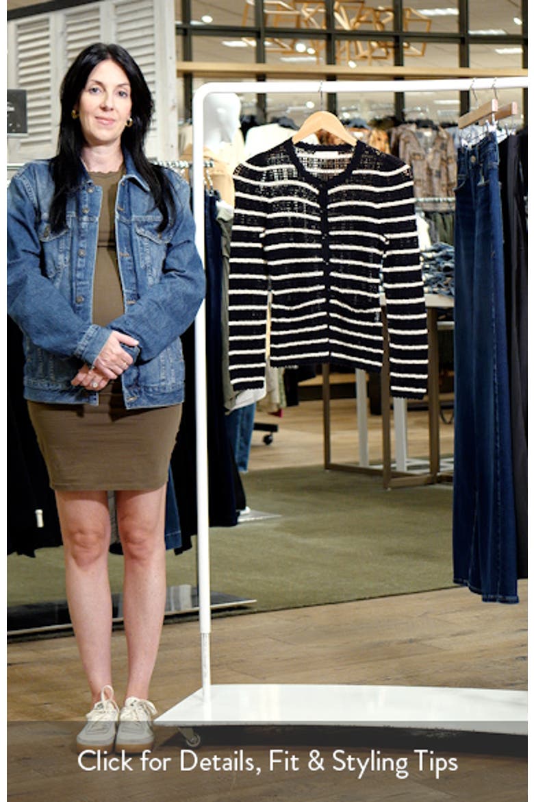 Therese Stripe Open Knit Pima Cotton & Silk Cardigan video