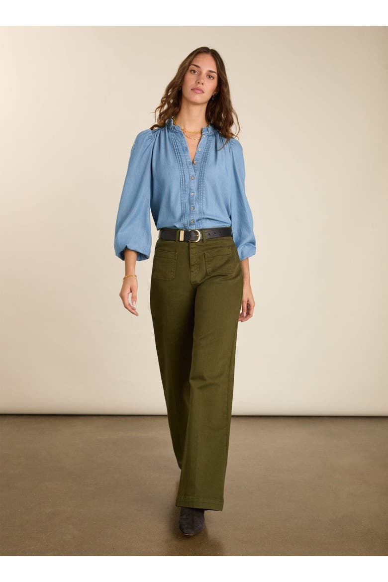 Robyn Denim Wide-Leg Stretch Jeans, Alternate, color, Dark Olive