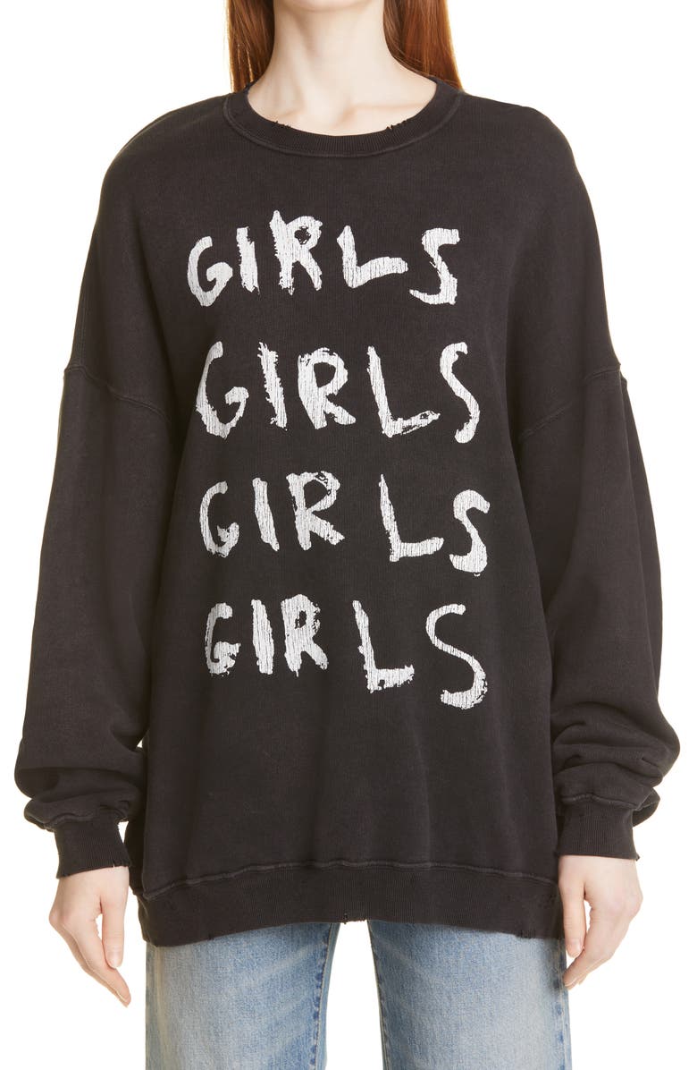R13 Girls Girls Oversize Distressed Sweatshirt, Main, color, 