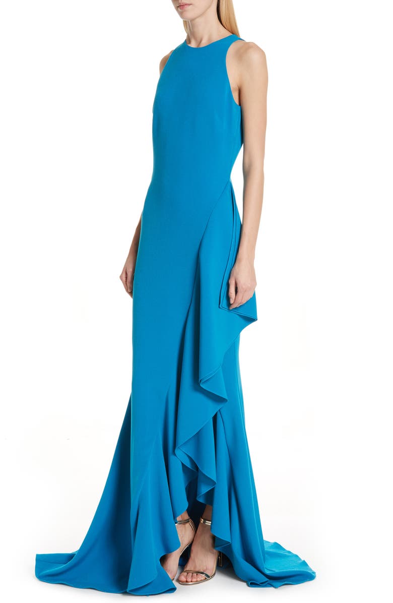 Badgley Mischka Collection Badgley Mischka Side Ruffle Evening Dress, Alternate, color,