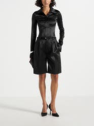 Manière De Voir Lorette Satin Double Pleat Shorts