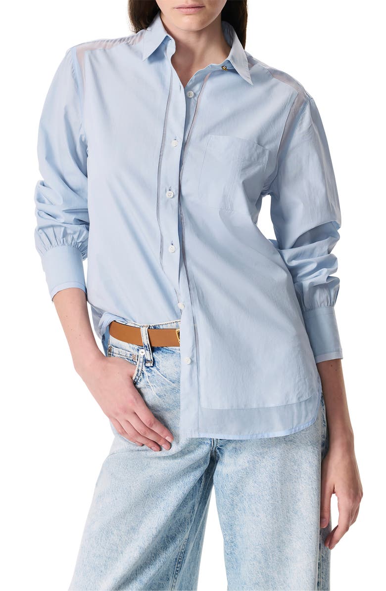 rag & bone Maxine Mixed Media Button-Up Shirt, Main, color, Light Blue