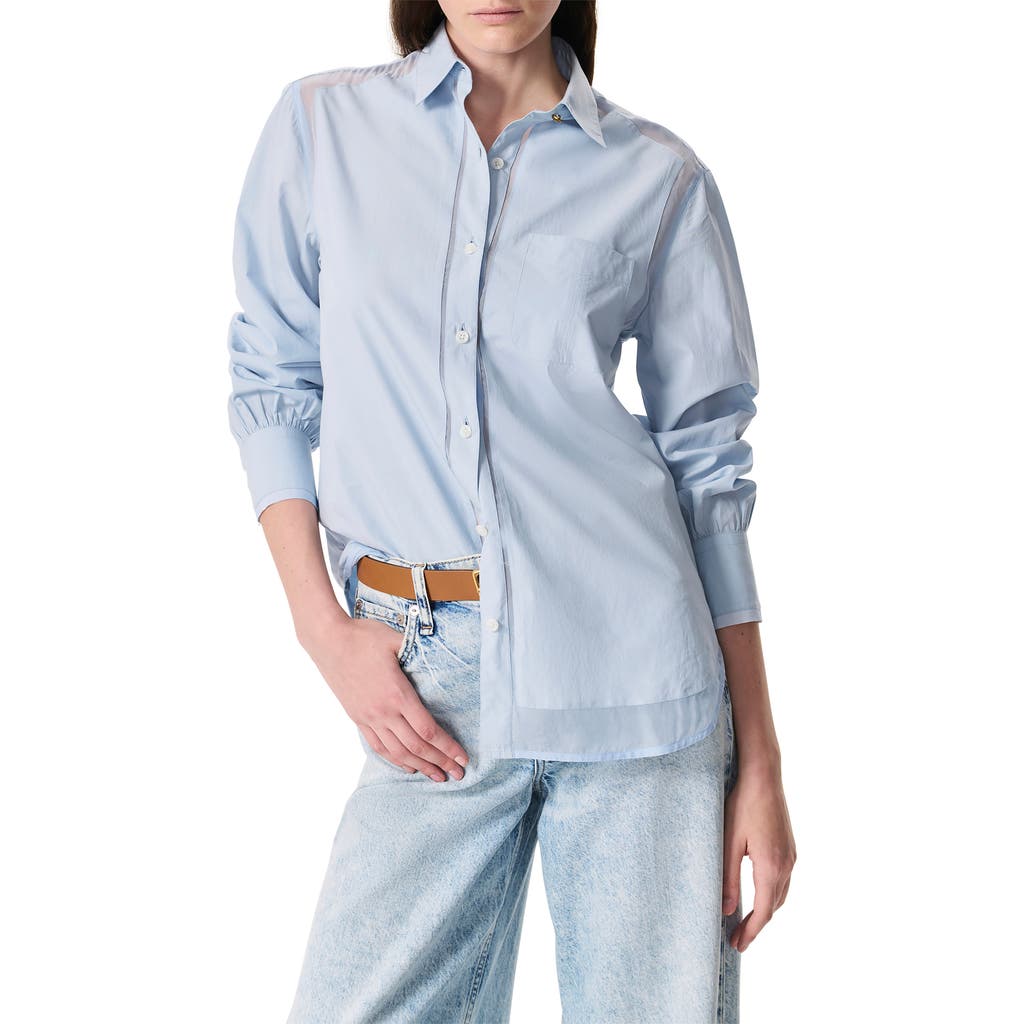 Rag & Bone Maxine Stripe Linen Button-up Shirt In Light Blue