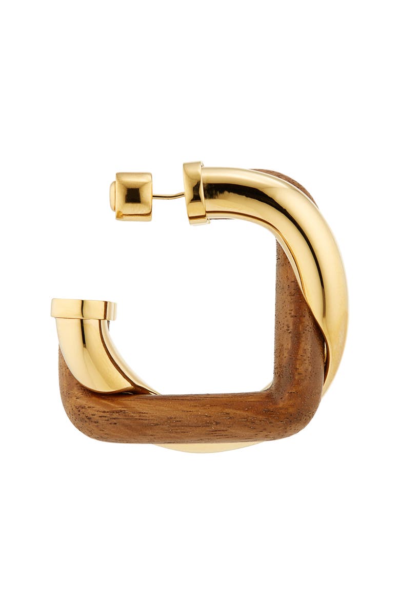 Jacquemus Les Boucles Doppio Hoop Earrings, Alternate, color, Gold / Brown 282