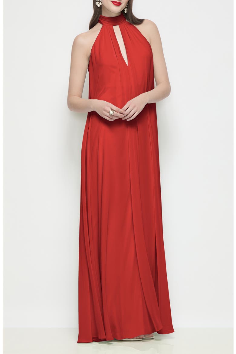 Lina Halter Neck Maxi Gown, Main, color, POPPY RED