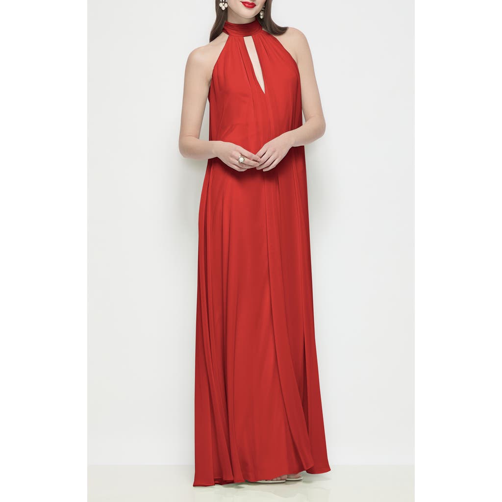 Dessy Collection Lina Halter Neck Maxi Gown in Poppy Red at Nordstrom, Size X-Small