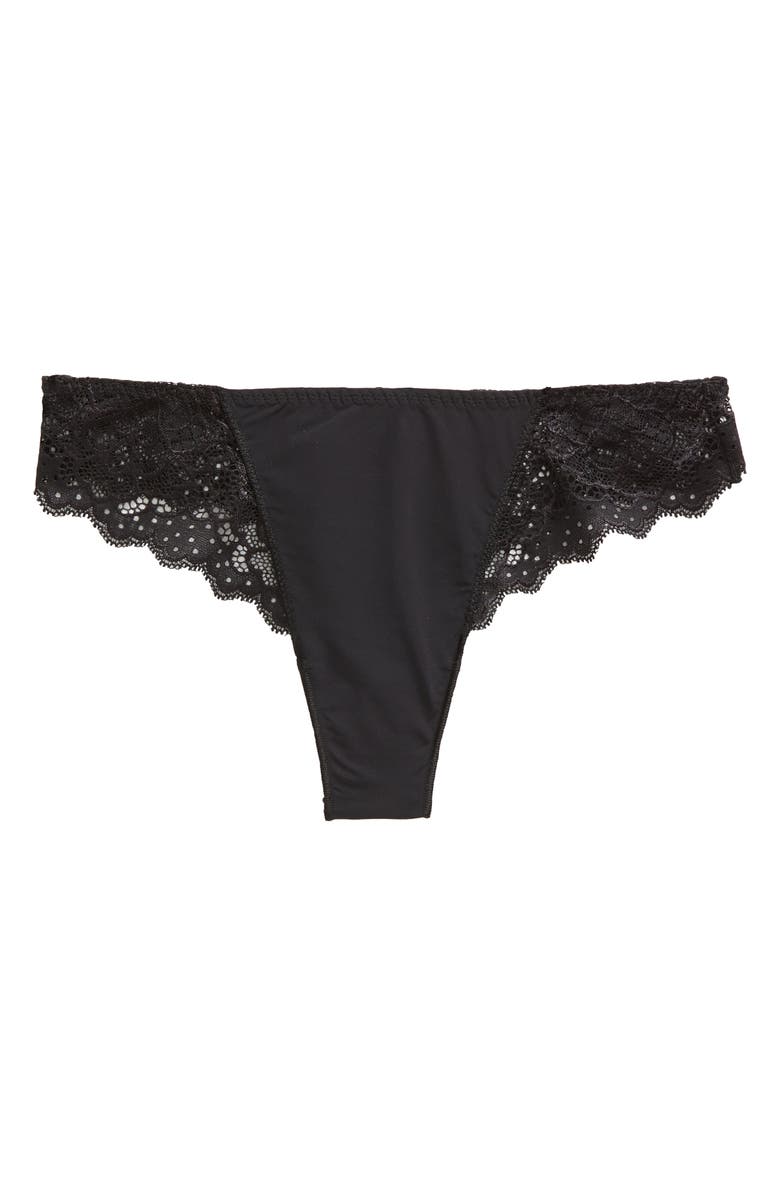 Simone Perele 'Caresse' Lace Tanga Briefs, Alternate, color, Black