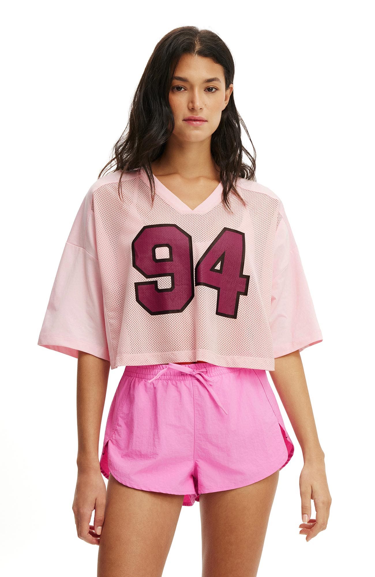 Women's Active Mesh Cropped Graphic Tee - image 3