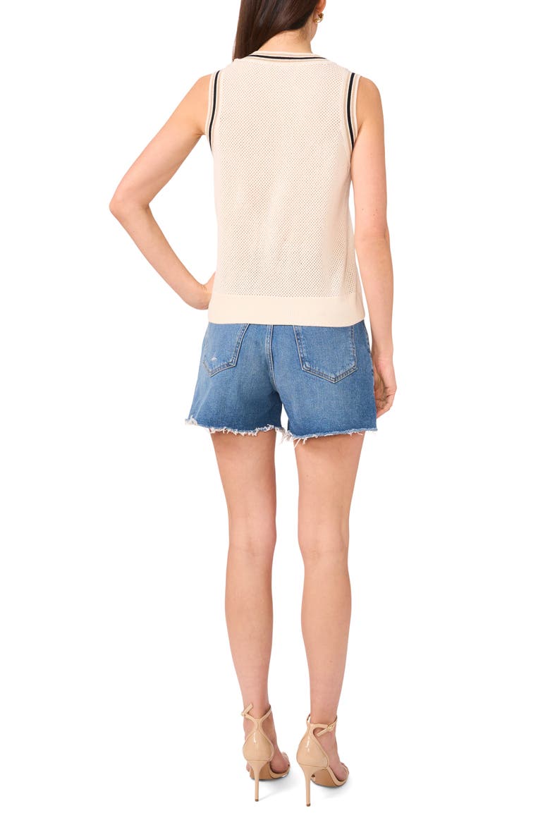 Tipped Mesh Tank Sweater, Alternate, color, SOFT CREAM