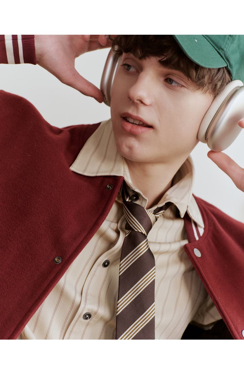 Knottery & Co Chalk Striped Silk Jacquard Tie, Alternate, color, Chestnut