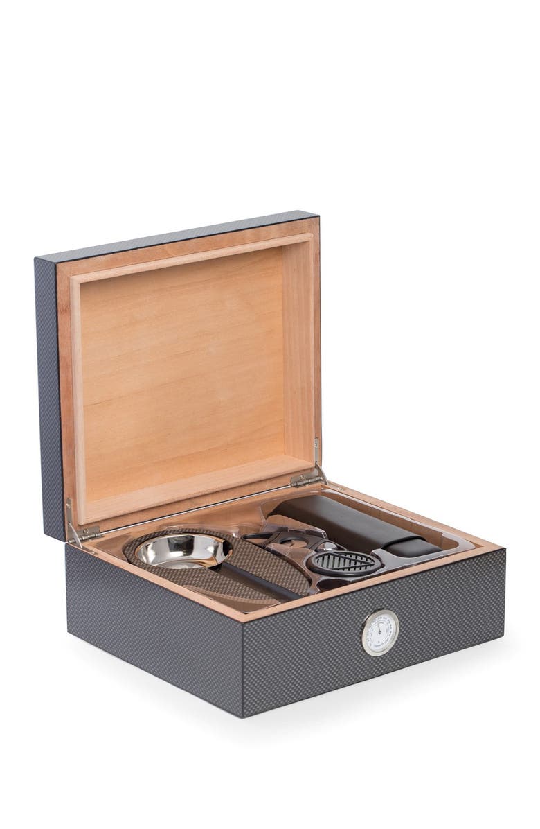 Bey-Berk 6-Piece Marcus Cigar Humidor Set, Alternate, color, Brown