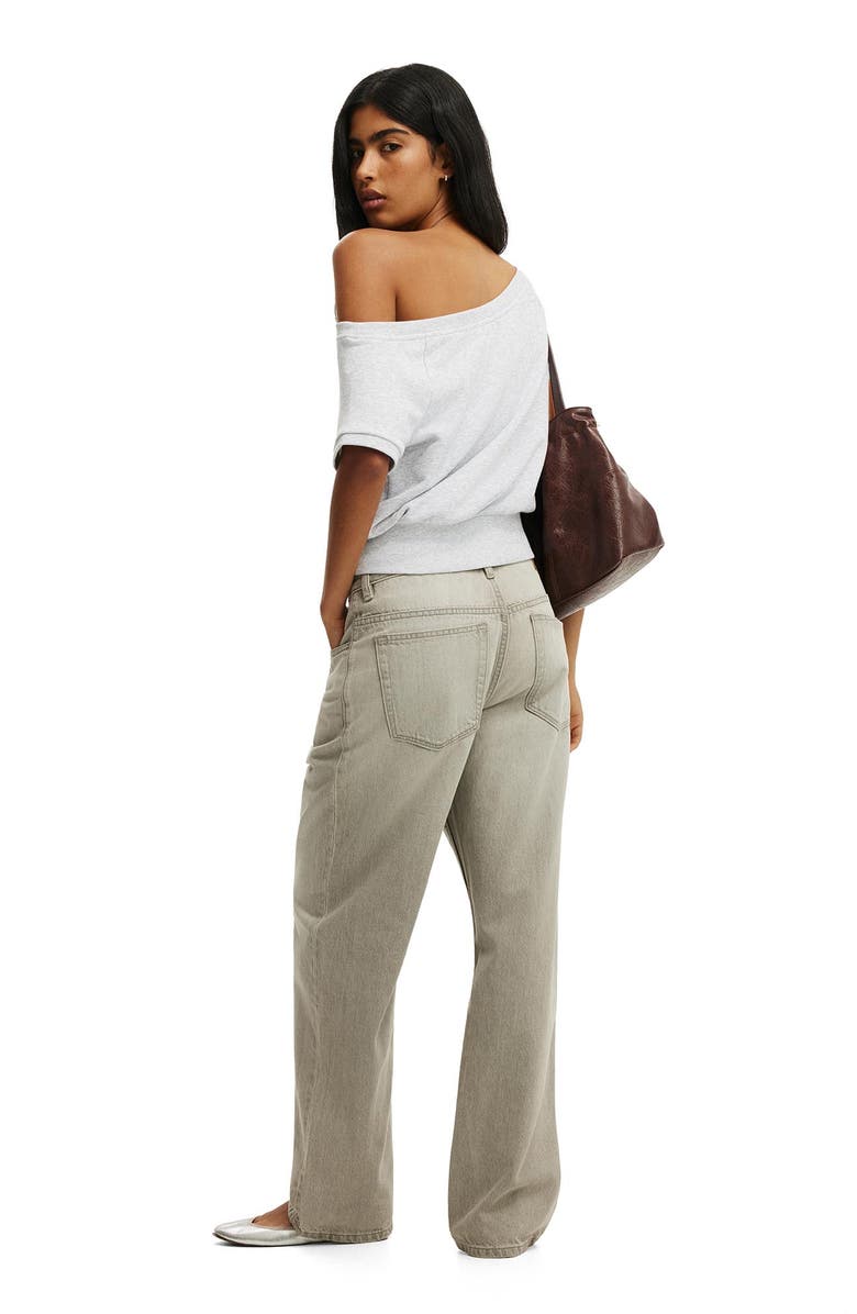 Cotton On Women's Short Sleeve Off Shoulder Sweatshirt, Alternate, color, Soft Grey Marle Beckley