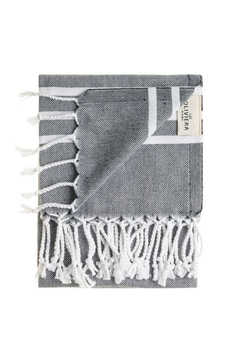 Oliviera Home Trio Stripe Turkish Cotton Hand & Kitchen Towel Bundle, Alternate, color, Black