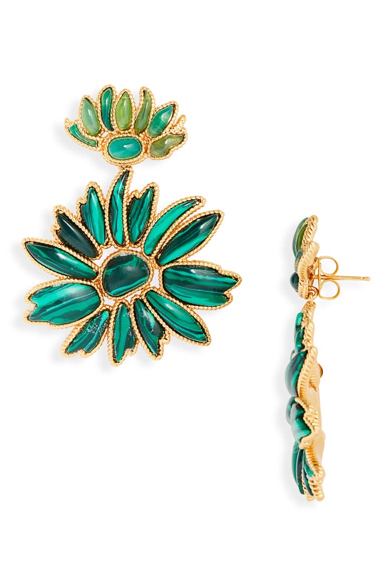 Botanica Dangles Drop Earrings, Main, color, GREEN