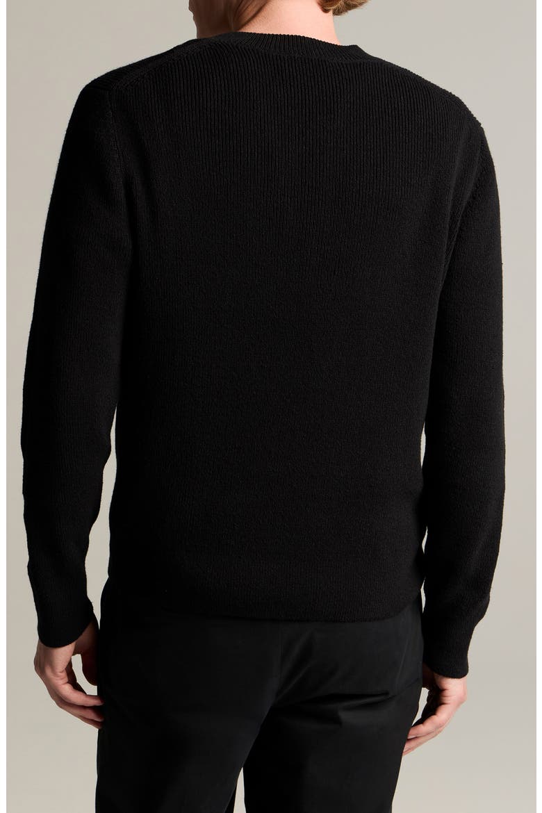 Solid V-Neck Cotton Blend Ribbed Sweater, Alternate, color, BLACK