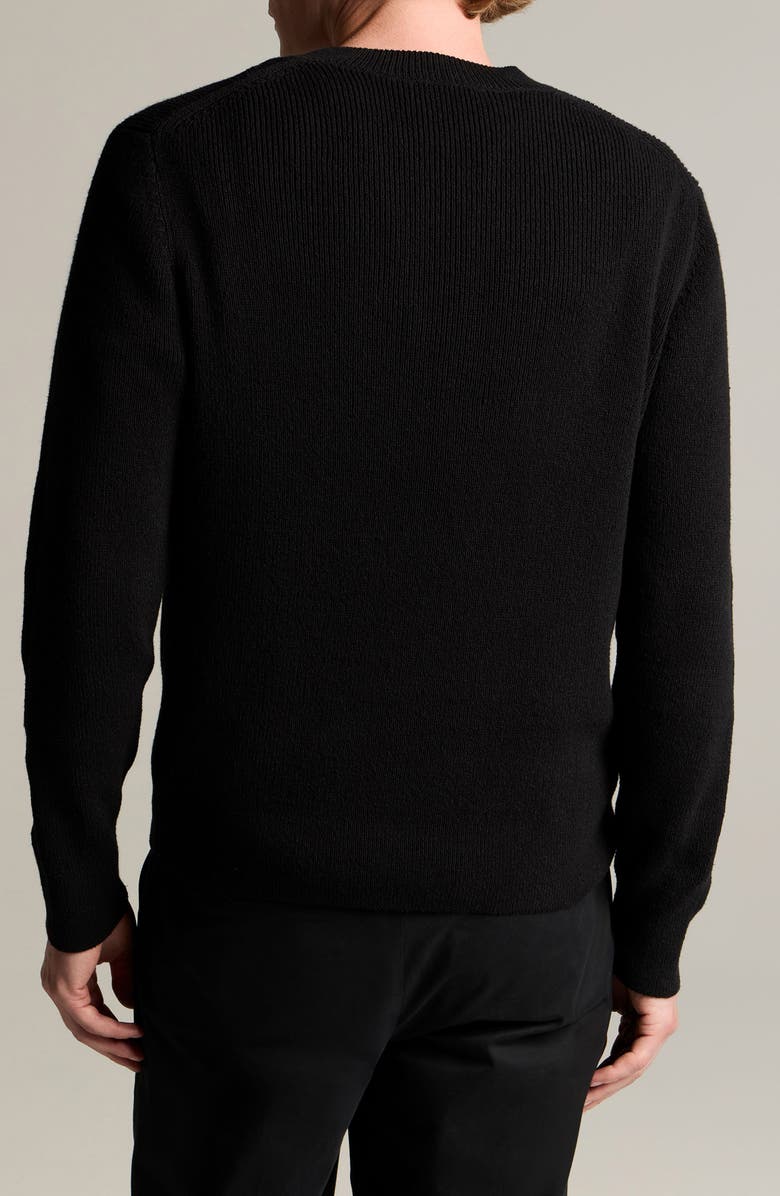 Vince Solid V-Neck Cotton Blend Ribbed Sweater, Alternate, color, Black