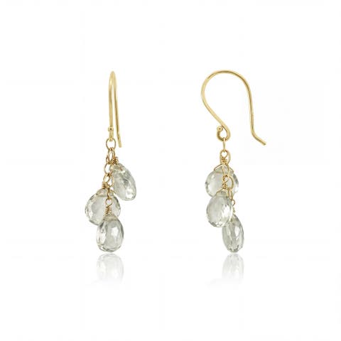 Green Amethyst Bead Dangle Earrings