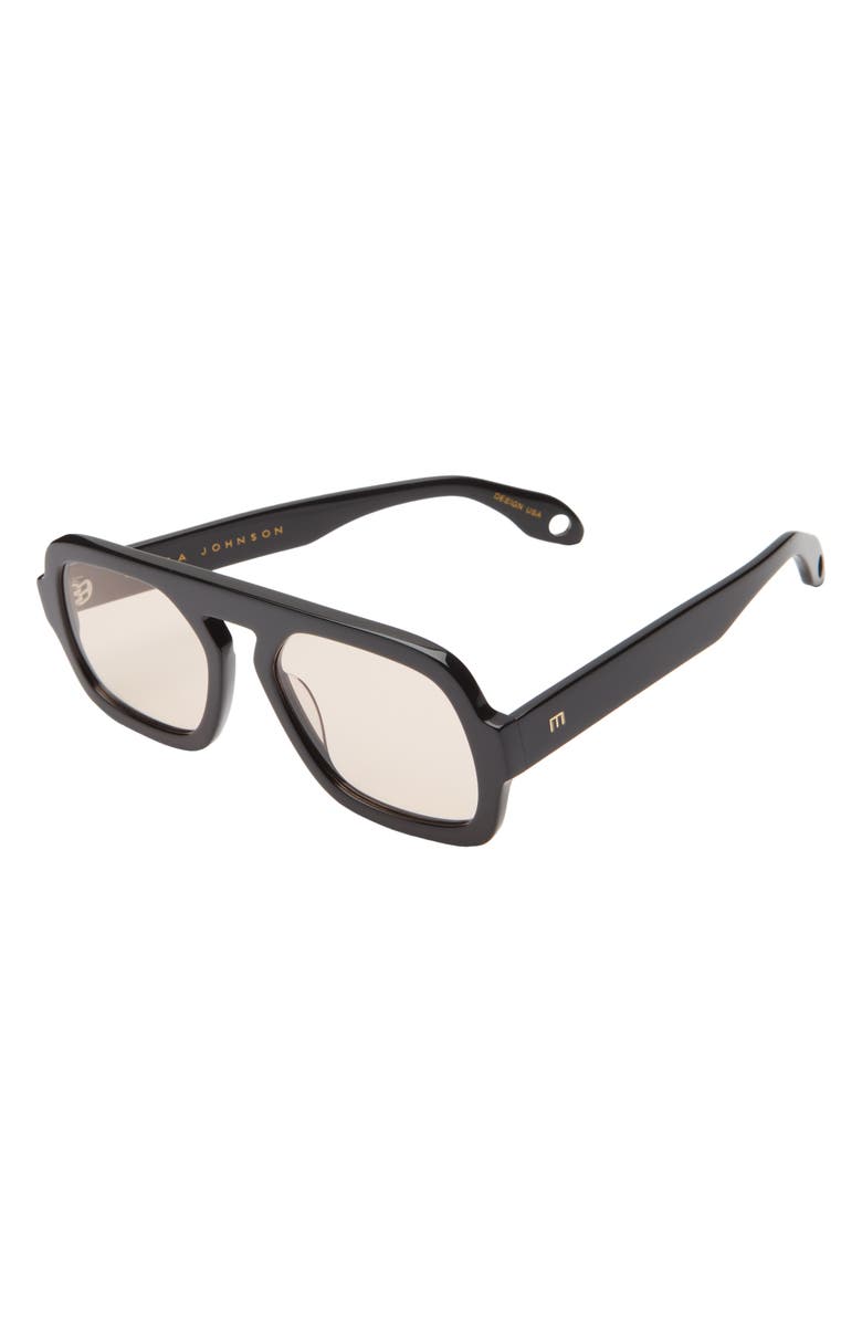 Elisa Johnson Jane 54mm Aviator Sunglasses, Alternate, color, Gloss Black