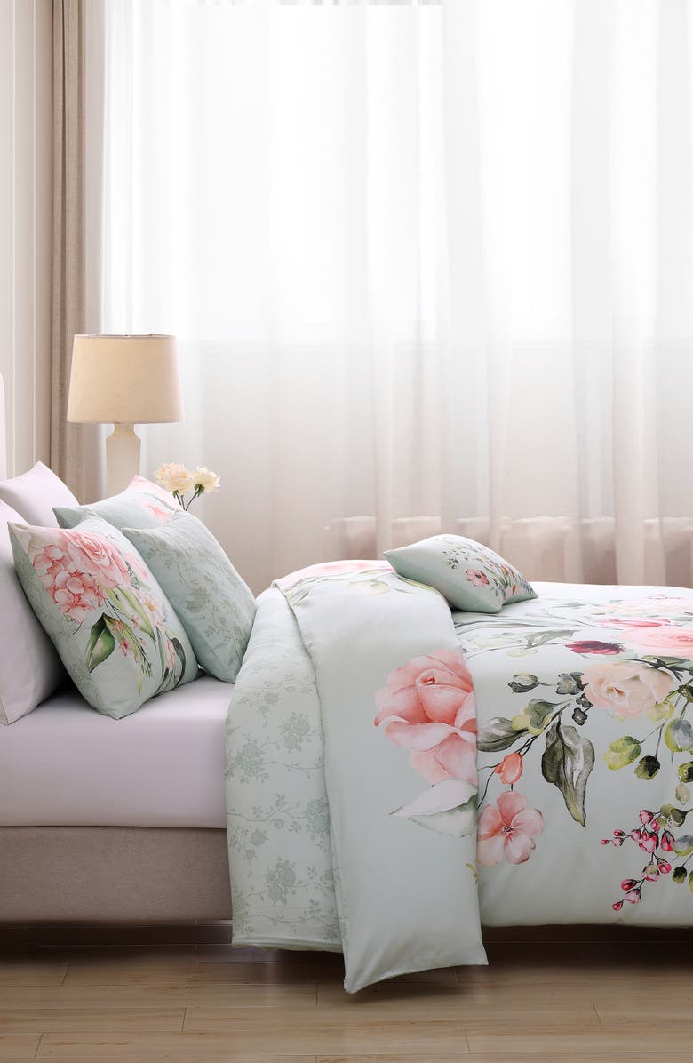 Bebejan Misty Rose 5-Piece Reversible Comforter Set, Alternate, color, Green