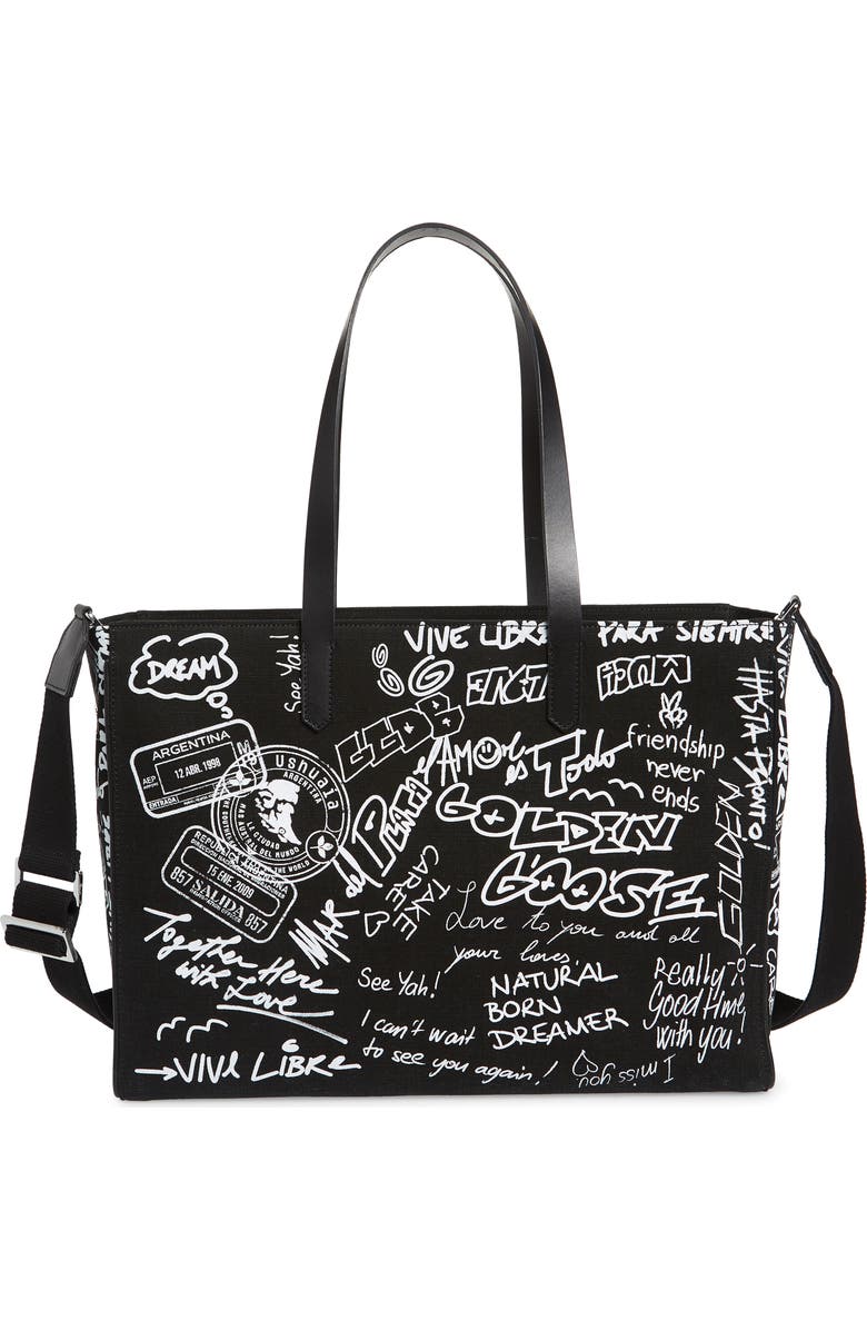 Golden Goose California East/West Graffiti Print Canvas Shopper Tote, Main, color,