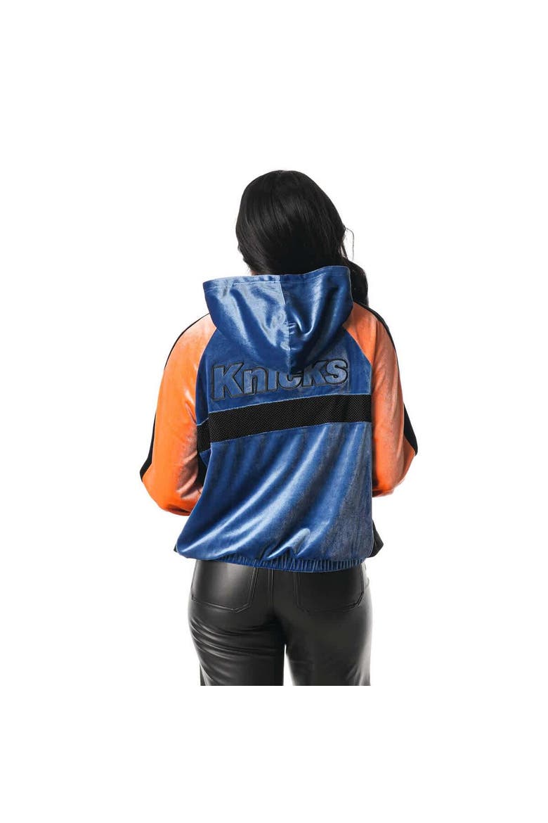 Women's The Wild Collective Blue New York Knicks Velour Full-Zip Track Jacket Hoodie, Alternate, color, Blue