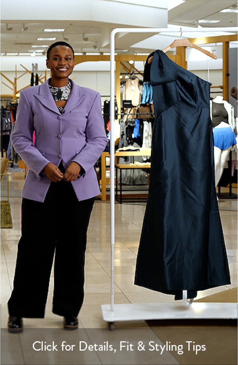 Bow One-Shoulder Satin Twill Mermaid Gown, sales video thumbnail