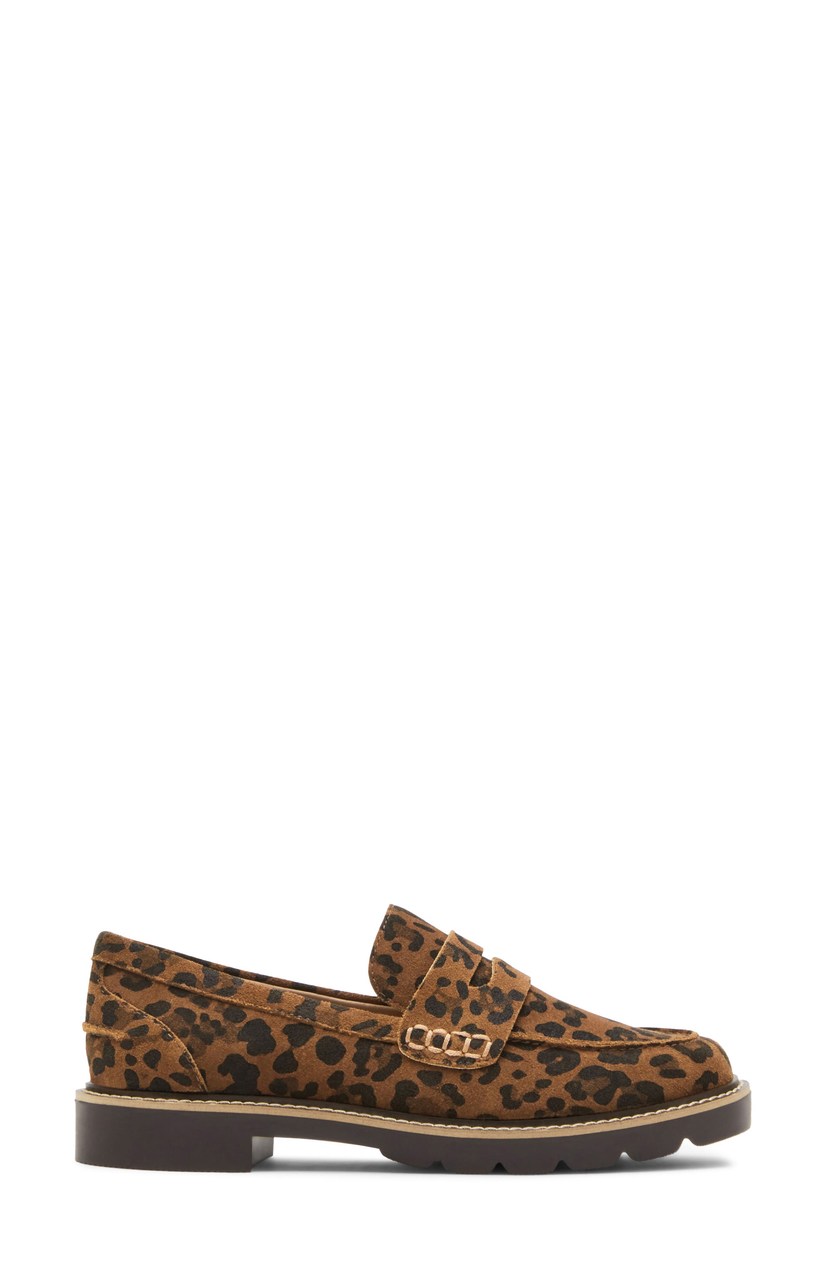 Waterproof Penny Loafer, Alternate, color, LEOPARD SUEDE