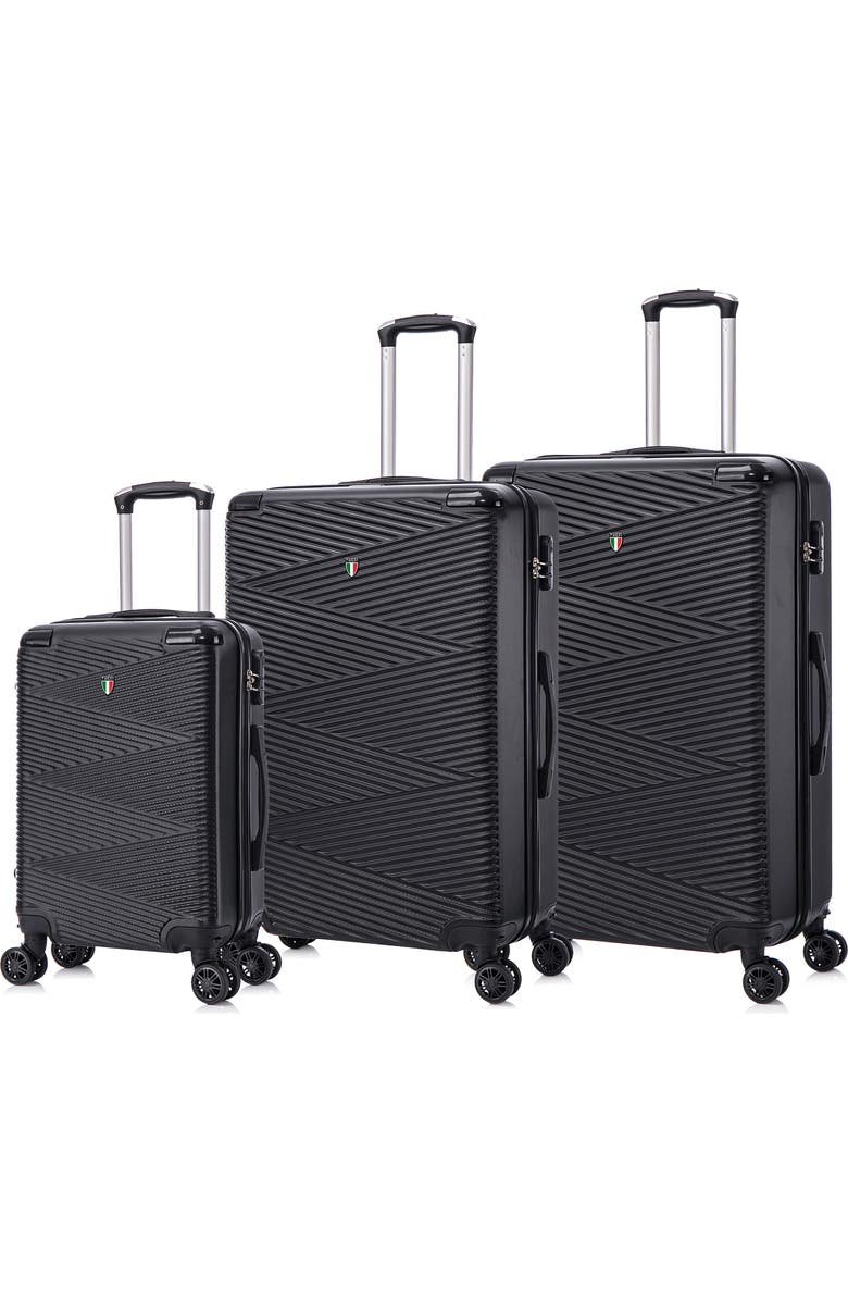 TUCCI Avenza Hardshell 3-Piece Spinner Luggage Set, Alternate, color, Black