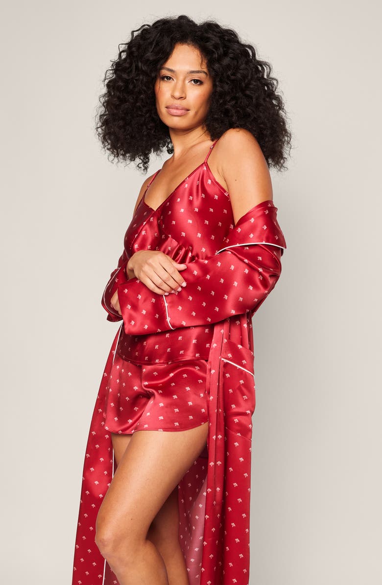 Petite Plume Mulberry Silk Robe, Alternate, color, Red