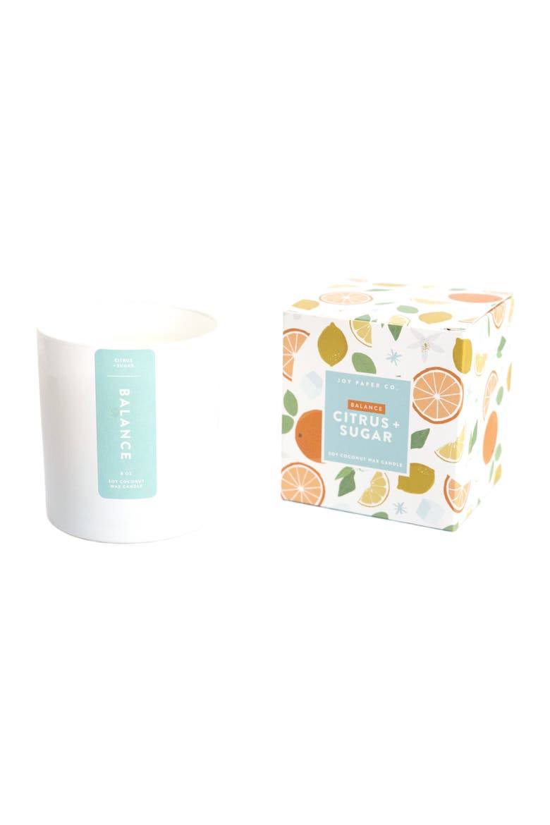 Balance Citrus Sugar Soy Coconut Candle, Main, color, White Glass
