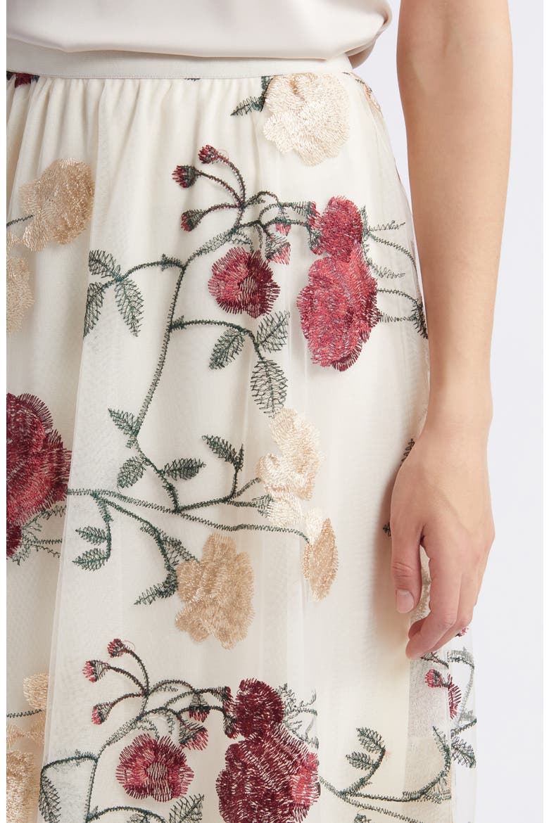 Virginia Floral Midi Skirt, Alternate, color, IVORY