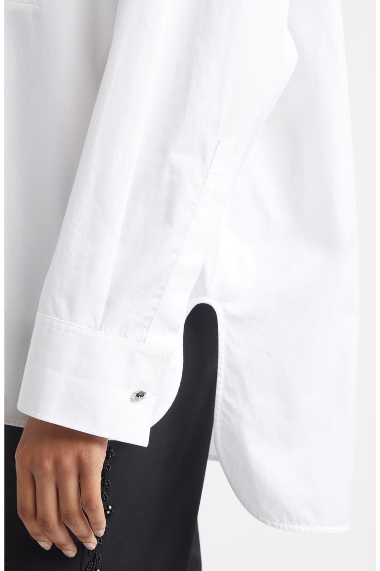 Pintuck Bib Oversize Button-Up Shirt, Alternate, color, WHITE