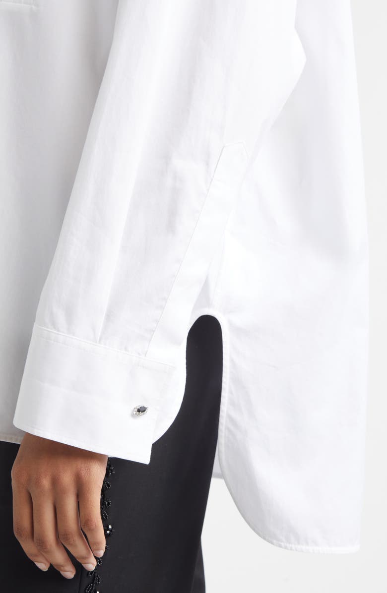 Golden Goose Pintuck Bib Oversize Button-Up Shirt, Alternate, color, White