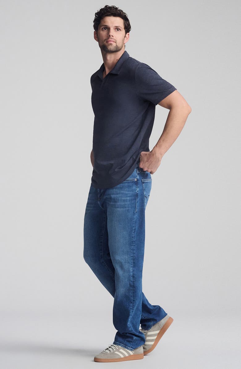 Mavi Jeans Solid Cotton Johnny Collar Polo, Alternate, color, India Ink