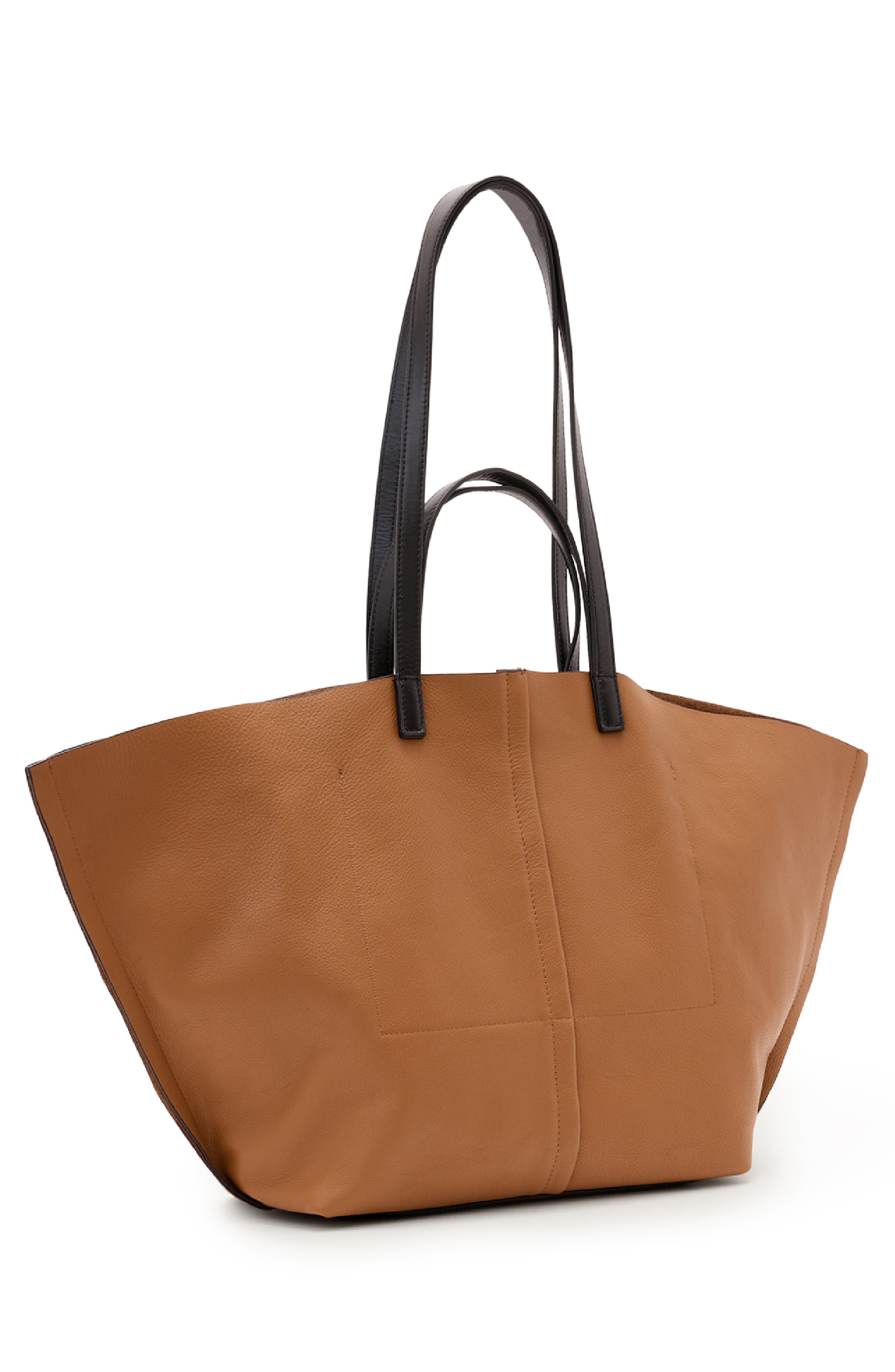AllSaints Phoenix Leather East/West Tote, Alternate, color, Sepia Brown