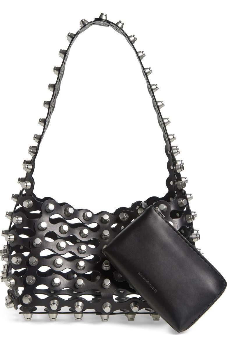 Alexander Wang Medium Rex Studded Cutout Leather Shoulder Bag, Alternate, color,