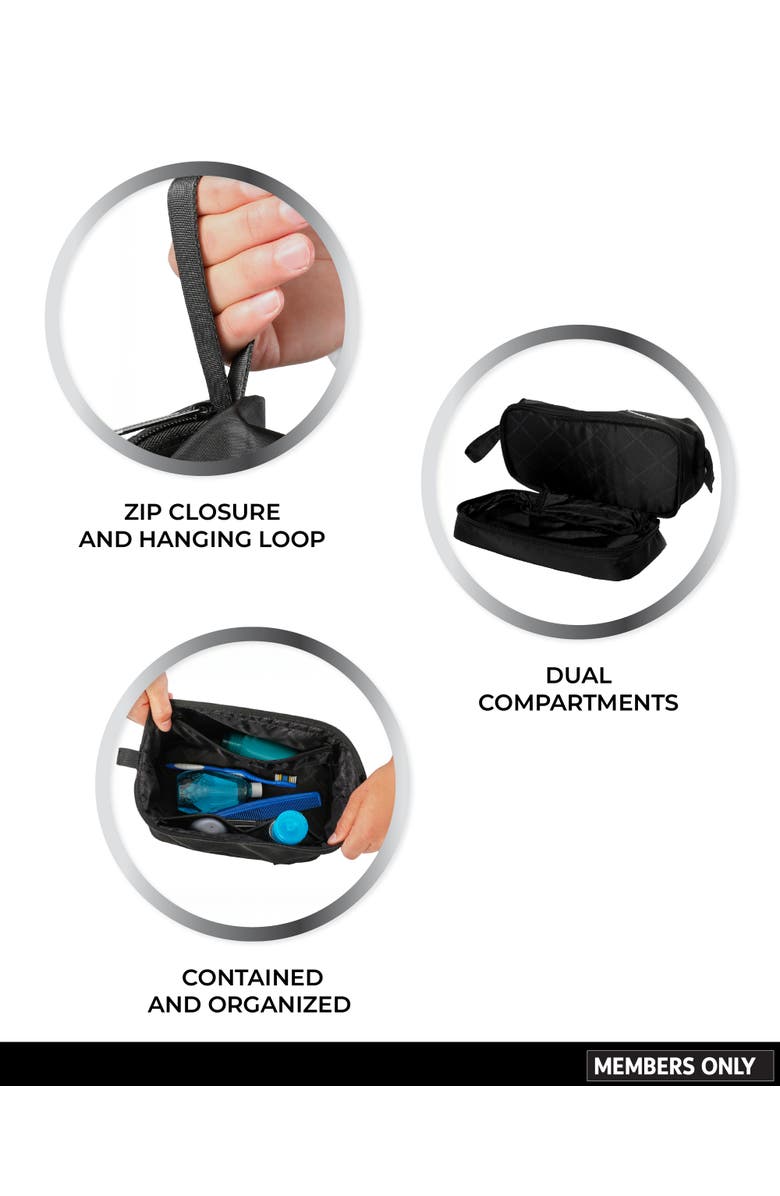 Members Only Travel Pouch with Zipper Closure, Alternate, color, Black