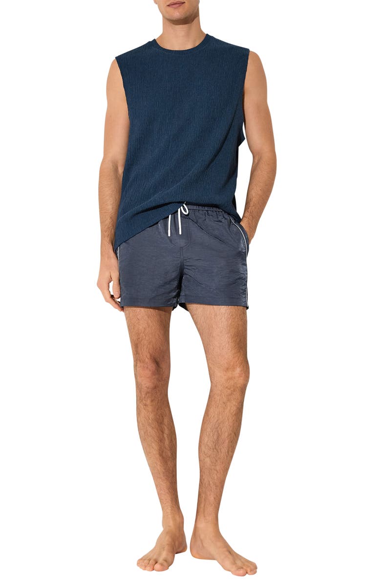 Reiss Breeze Piped Nylon Swim Trunks, Alternate, color, Steel Blue