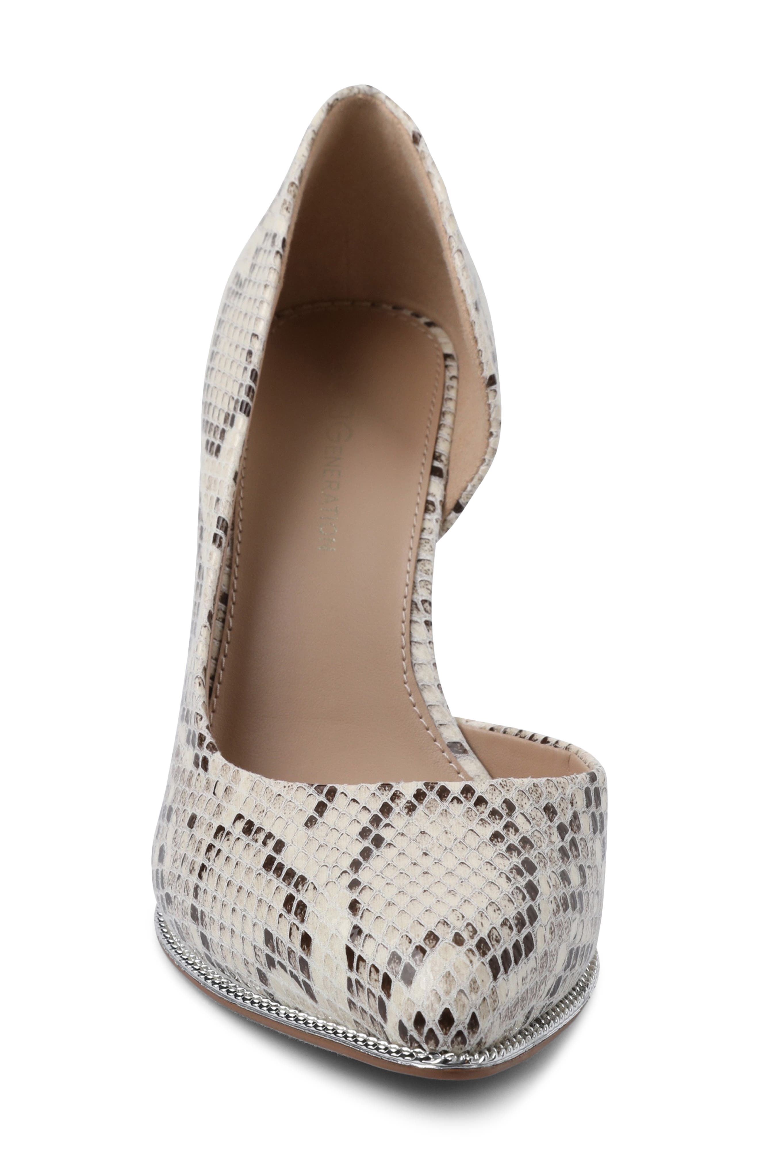 Harnoy Half d'Orsay Pointed Toe Pump, Alternate, color, IVORY SNAKE