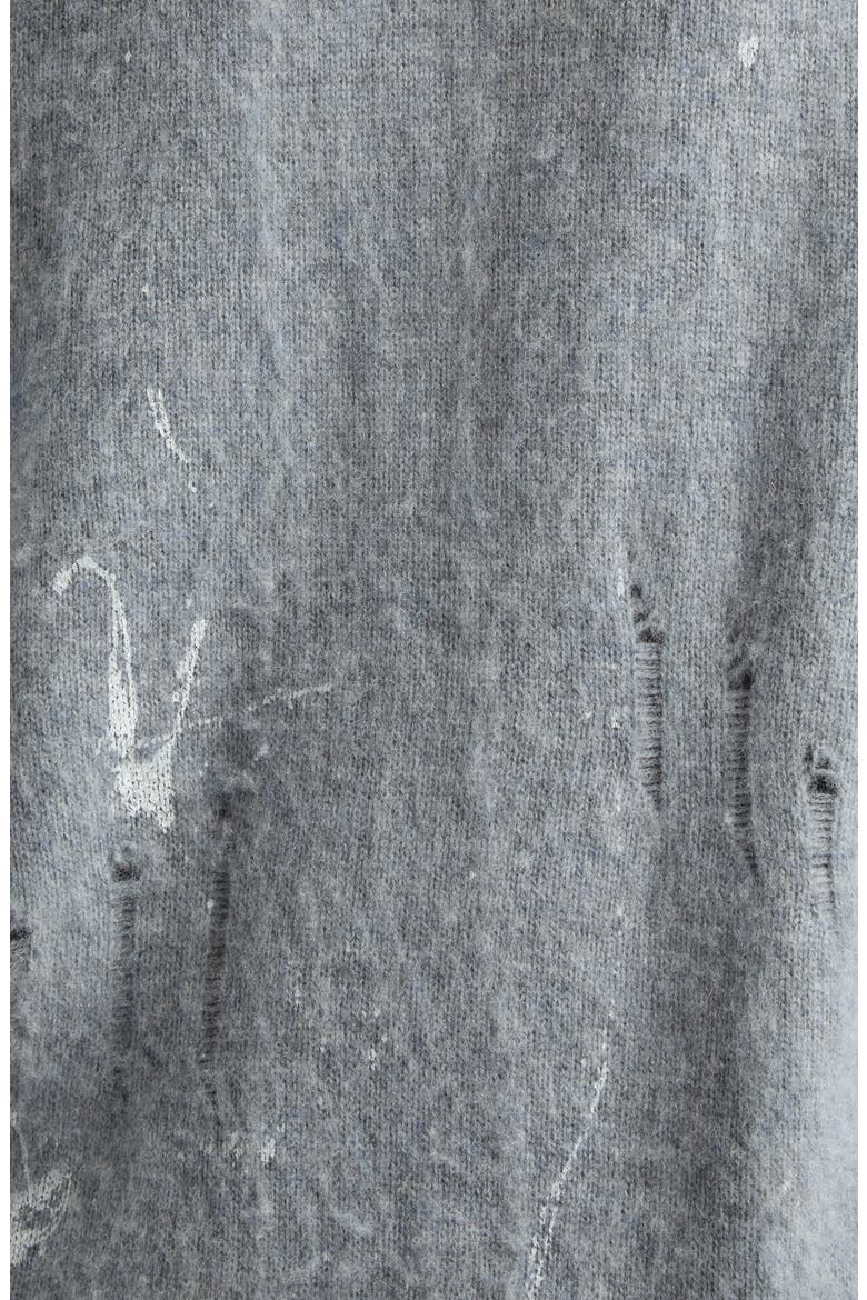 Distressed Wool & Cashmere Boy Cardigan, Alternate, color, HEATHER GREY