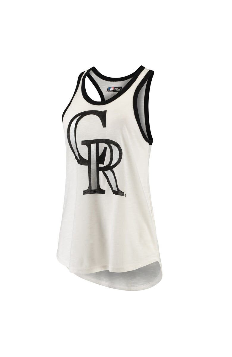 G-III 4HER BY CARL BANKS Women's G-III 4Her by Carl Banks White Colorado Rockies Tater Racerback Tank Top, Alternate, color,