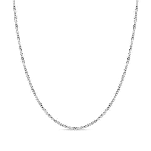 14K White Gold 3.0 Cttw Diamond Tennis Necklace