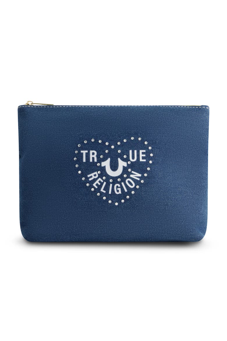 Cosmetic Bag with Side Pocket, Main, color, DENIM