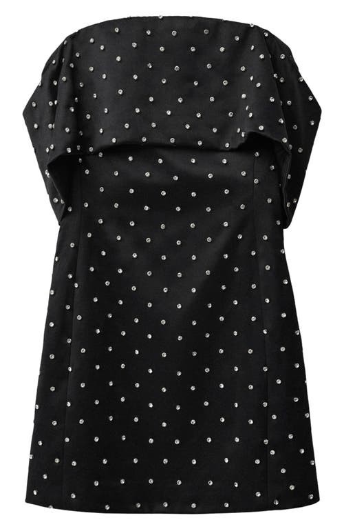 Shop Mango Rhinestone Off-the-shoulder Minidress In Black