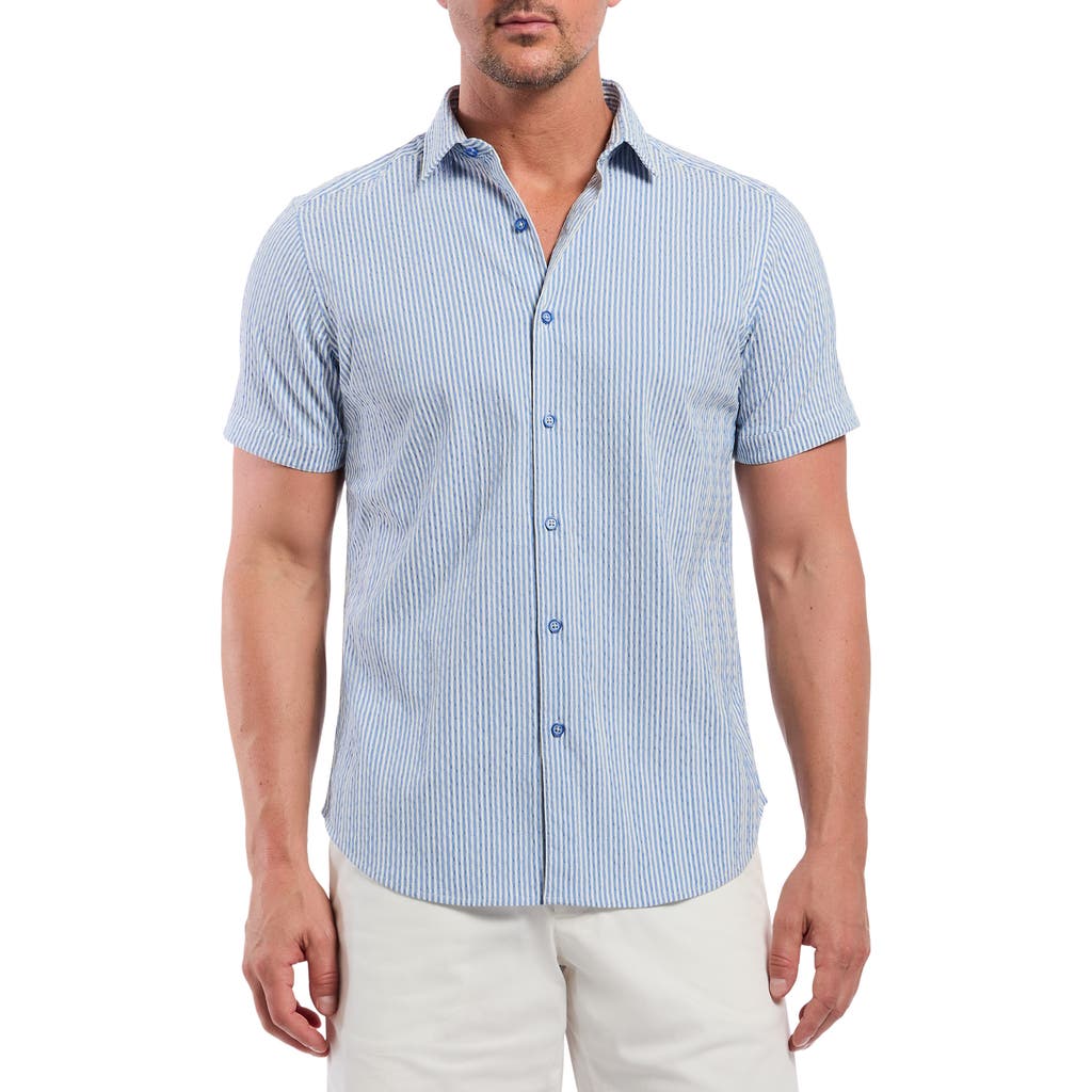 Robert Graham Fornillo Classic Fit Stripe Short Sleeve Button-up Shirt In Blue