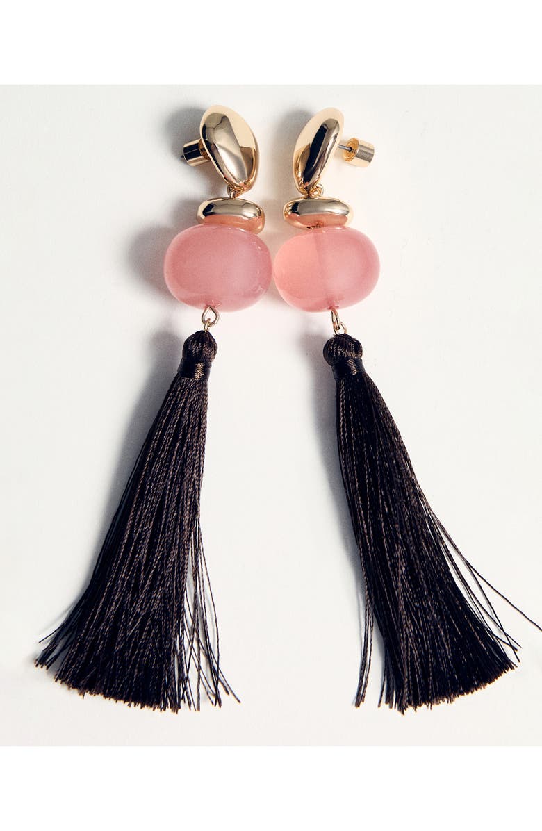 MANGO Tassel Pendant Earrings, Alternate, color, Brown