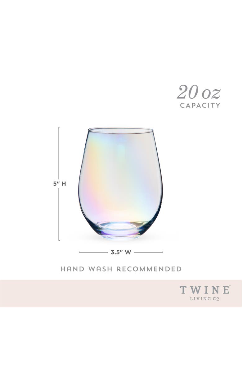 TWINE Luster Stemless Wine Glasses Set of 2, Alternate, color, Multicolor